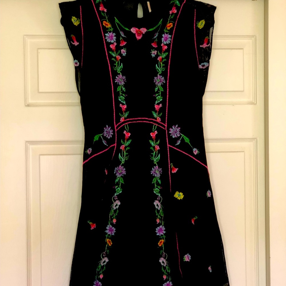 Black Embroidered free people dress